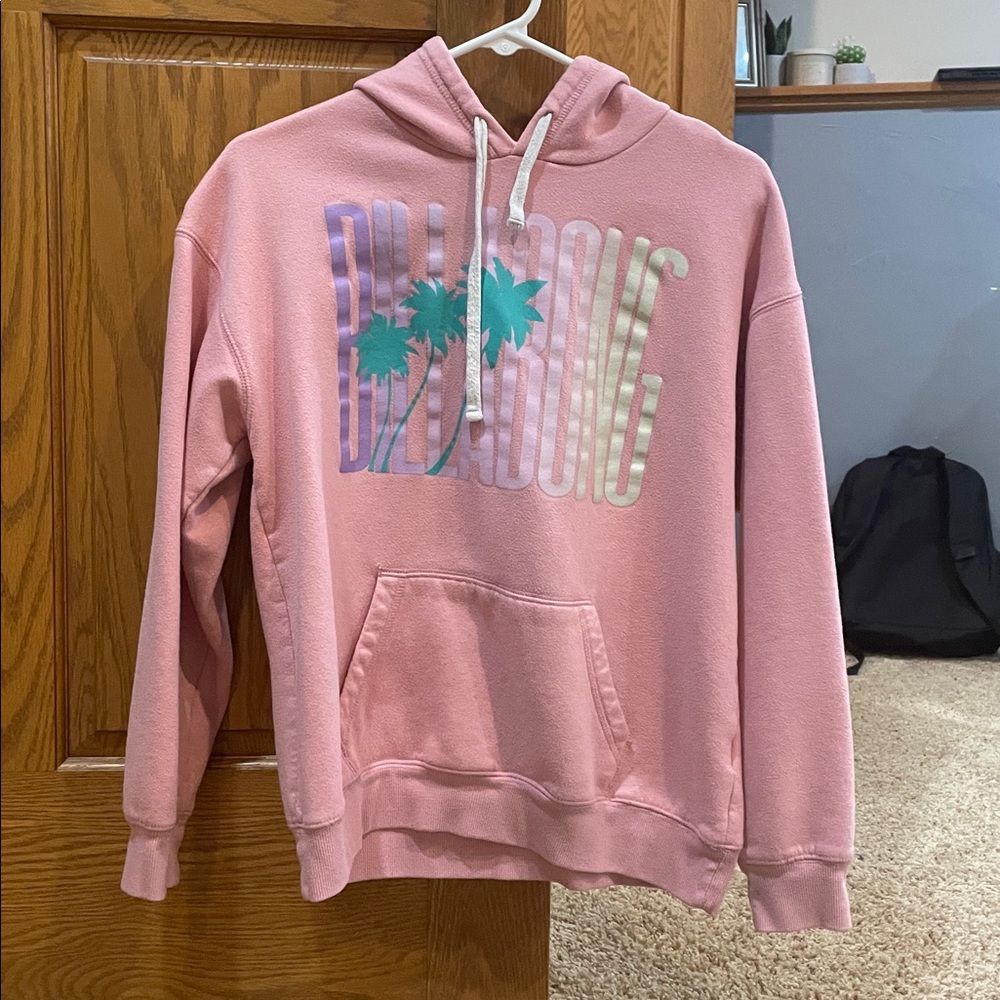 Billabong Pink Hoodie with Tropical Graphic